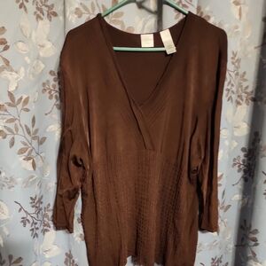 Emma James Brown V-Neck Top